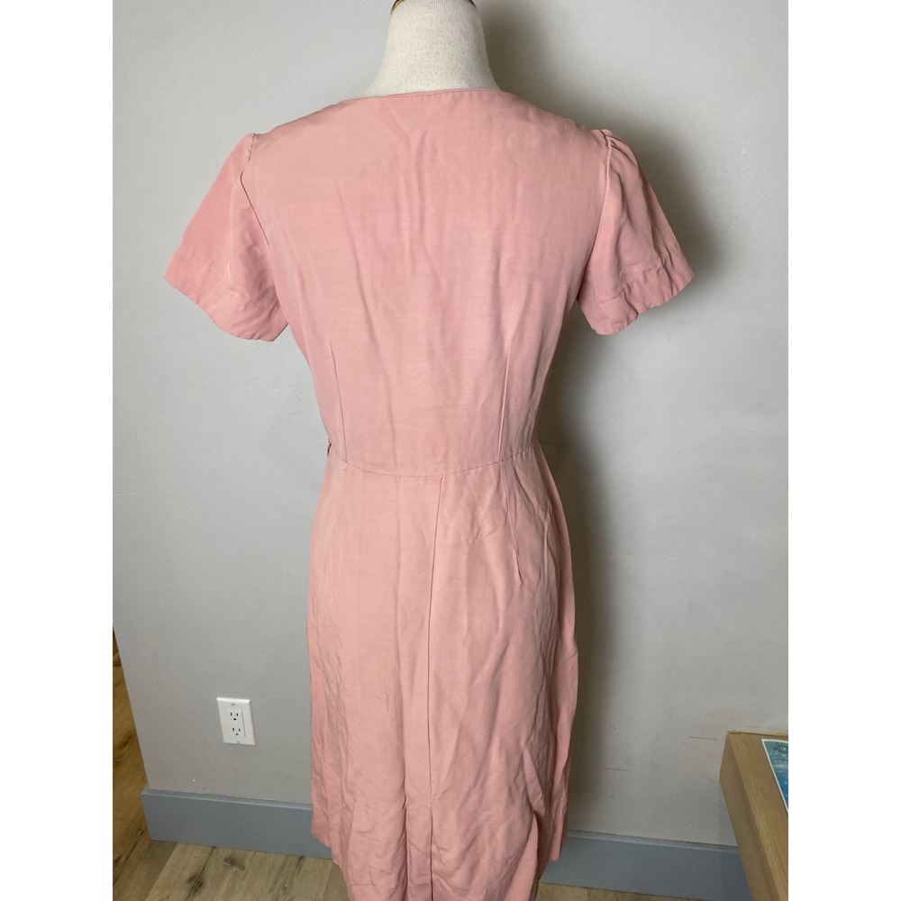 Vintage 1940s Reich Original Pink Beaded Starburst Scalloped Midi Dress - Picture 4 of 7